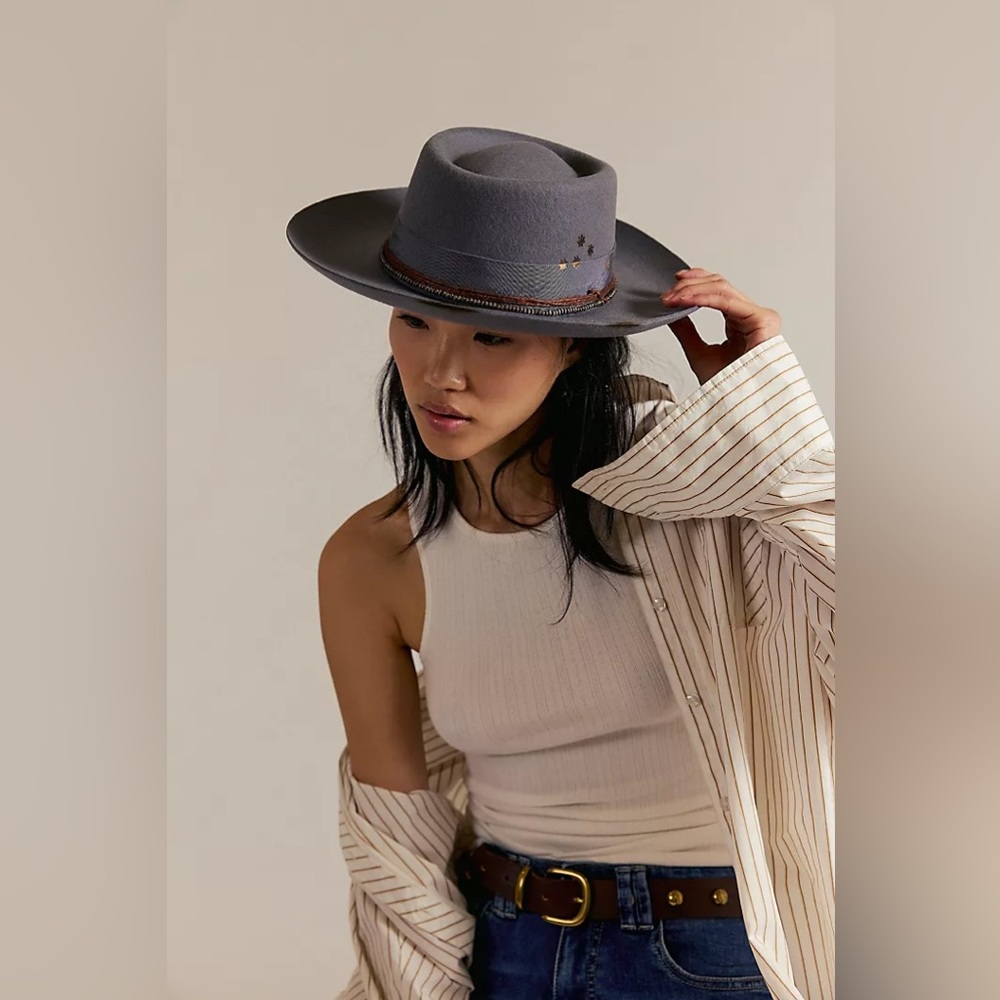 New Free People Western Bohemian Cosmic Roundtop Hat sz M/Medium